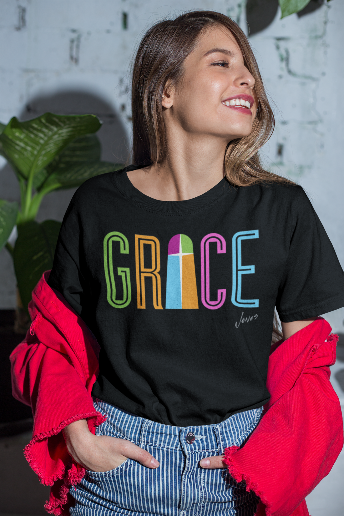 Christian t-shirt - Grace T-shirt - Premium women t-shirt design black model