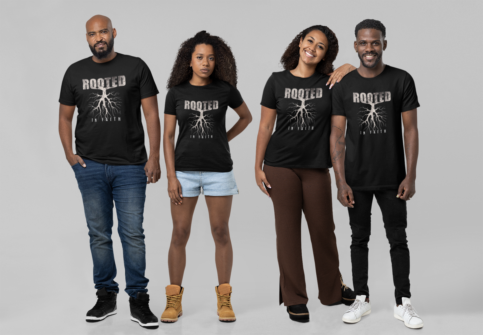 Rooted in Faith Black Cotton T-Shirt - Embrace Your Spiritual Journey in Style with this Comfortable and Meaningful Christian Apparel