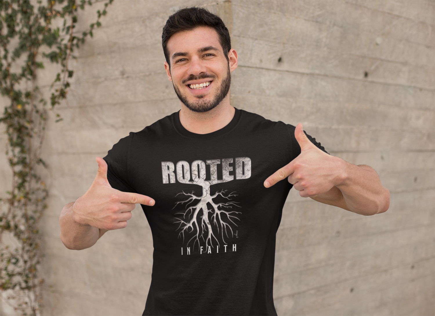 Rooted in Faith Black Cotton T-Shirt - Embrace Your Spiritual Journey in Style with this Comfortable and Meaningful Christian Apparel